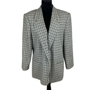 VINTAGE HOUNDSTOOTH WOOL BLEND SAG HARBOUR BLAZER